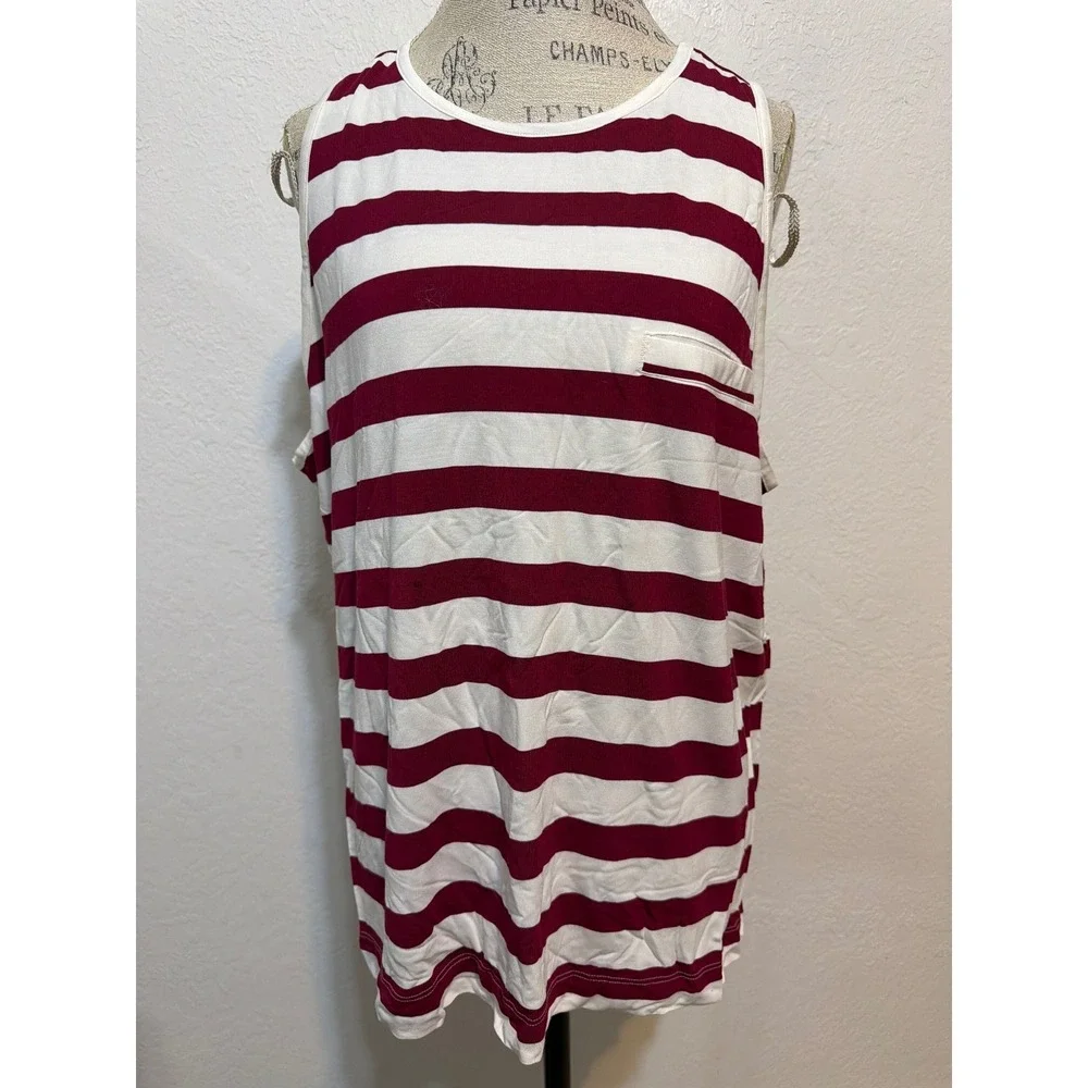 Soma Cool Nights Faux Pocket Tank Beyond Stripe Red Beauty XXL 570309233 NEW